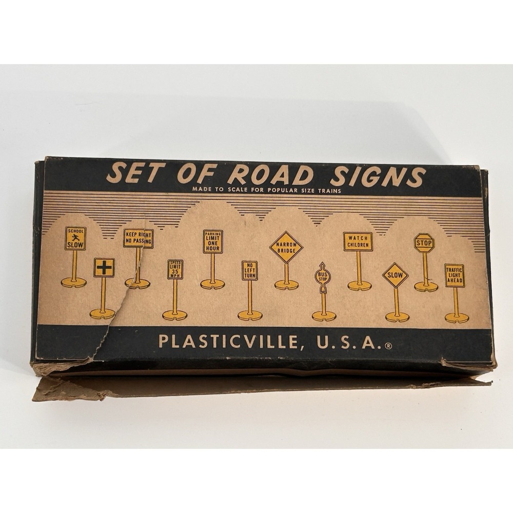 Vintage Plasticville Set Of 12 Road Signs 12A O &‎ S Gauge w box
